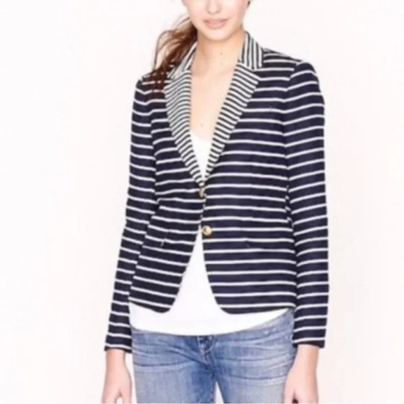 J Crew Schoolboy Blazer in Mixed Stripe 6 - Picture 1 of 9